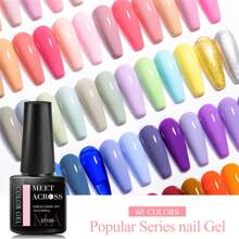 Set de 8 piezas de esmalte de uñas en gel azul, semi-permanente, de remojo, híbrido de/LED, barnices, base, top coat, kit de arte de uñas, manicura de salón, diseño y decoración de uñas en gel para hacer en casa - Púrpura malva - Ver 5