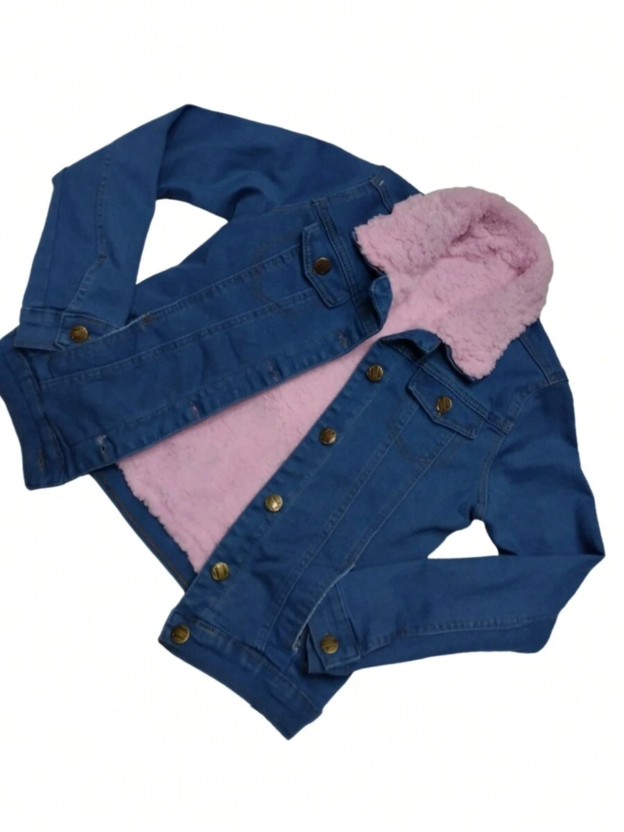 chamarra Corta de mezclilla aborregada por dentro - Neblina azul - Ver 1