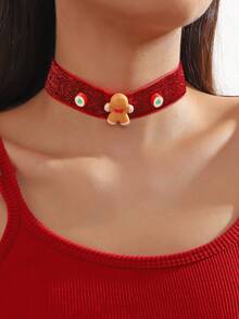 1pc Cartoon Santa Claus Snowflake Soft Pottery Bead Satin Ribbon Necklace - Santa Claus - View 12