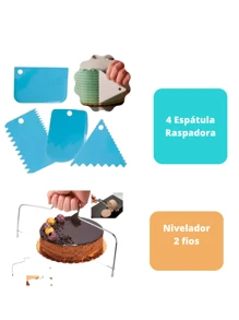 Kit Confeitaria Profissional Bailarina Giratória Raspadores Nivelador de Bolo Bico de confeitar Saco de confeitar