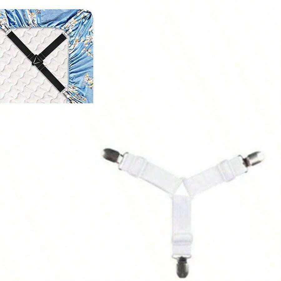 White Sheet Fastener With 3 Clips For Fixing Sheets And Preventing Slipping