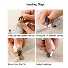 White Sheet Fastener With 3 Clips For Fixing Sheets And Preventing Slipping
