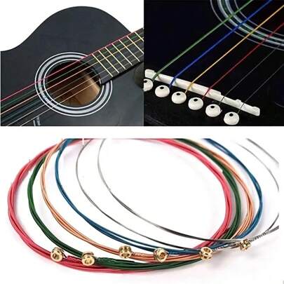Juego de 6 cuerdas de guitarra acústica de colores recubiertos, accesorios de guitarra de acero inoxidable, kit de guitarra, cuerdas de guitarra bajo, guitarra de 12 cuerdas, para amantes de la guitarra, pastilla de guitarra, guitarra clásica