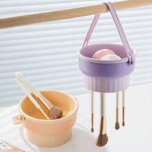 Xô rửa đa năng có móc treo cọ, thích hợp dùng làm giá đựng cọ trang điểm trên bàn làm việc, giá phơi khô bông trang điểm, cọ và dụng cụ vệ sinh, quà tặng kèm theo. - Màu be - Xem 8