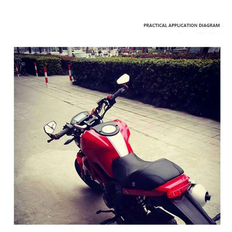 1 Par De Espejos Retrovisores Universales Para Motocicleta, Espejos Laterales Para Manillar De 7/8 '' Y 22mm, Espejo De Extremo De Barra Con Mango De Aluminio Completo Para Moto, Scooter, Todoterreno Y Atv - Negro - Añade 6