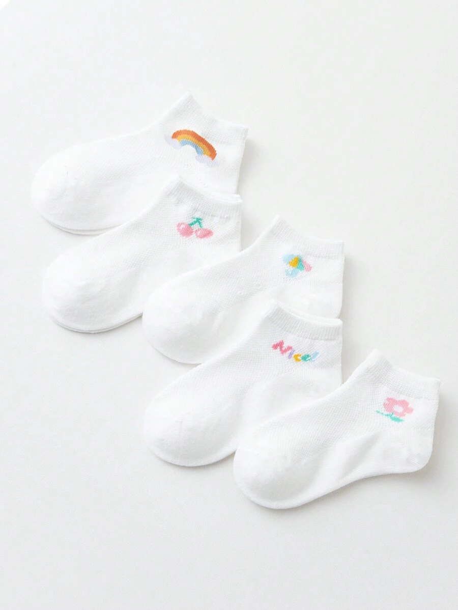 5雙小女童花細節襪子 - 彩色 - 查看 1