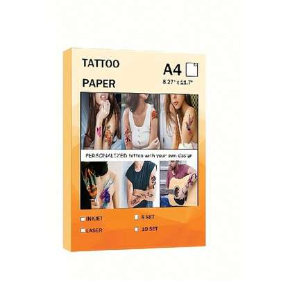 5 Sheets A4 Waterproof Temporary Tattoo Paper | DIY Custom Skin Art | Inkjet/Laser Printer Compatible