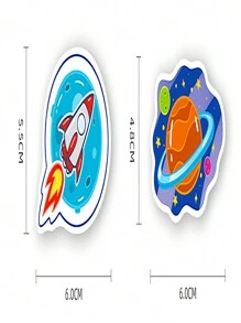 50入組/袋太空星球pp貼紙套裝,包括彗星,太空人和宇宙飛船設計,適用於裝飾海報,筆記本,行李箱,以及兒童diy項目 - 彩色 - 查看 7