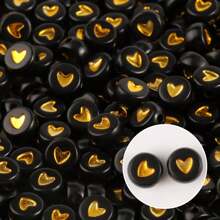 500 cái Tròn Lá thư Hạt Acrylic Chữ cái Số Hạt Tim Hạt Đối với Làm đồ trang sức DIY Dây chuyền Vòng tay ( 7x4mm ) - màu đen - Xem 5