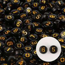 500 cái Tròn Lá thư Hạt Acrylic Chữ cái Số Hạt Tim Hạt Đối với Làm đồ trang sức DIY Dây chuyền Vòng tay ( 7x4mm ) - màu đen - Xem 4