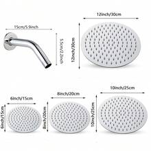 1套不銹鋼頂部噴霧,超薄雨淋、圓形頭頂雨淋、現代式頂部淋浴噴頭,高壓雨淋淋浴花灑,浴室附件浴室附件,花灑頭 - 銀色 - 查看 4