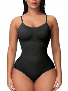 1 Stück Formende Jumpsuit für Frauen, Sexy Jumpsuit, Kleiderfutter, Taille- und Bauchkontrolle, Trägerstil, enge Jumpsuit, Schwarz
