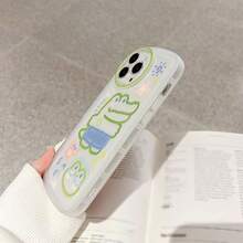 1pc Funny Cartoon Crocodile Printed Transparent Silicone Phone Case - Multicolor - View 5