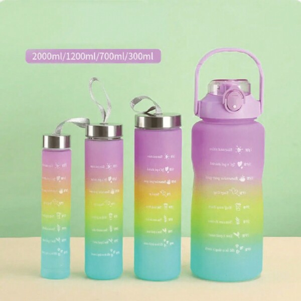 1pc 2L Or 750ml Or 300ml Large Capacity Gradient PC Water Bottle Sports And Fitness Portable Straw Cup, Suitable For Outdoor Travel Back To School