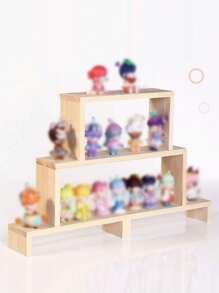 1pc 35cm Multi-Size Wooden U-Shaped Desktop Display Stand, Versatile Acrylic Step Organizer For Collectibles, Action Figures, Blind Boxes - Beige - View 7