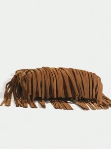 1 pieza Bolso saco de mujer vintage con flecos, bolso bandolera pequeño reversible con flecos