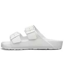 Men's Plastic Waterproof Non-Slip Solid Black Round Toe Flat Slide Sandals