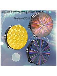 1 Pieza 8 Pulgadas Doble Tambor De Pandereta De Mano Con Efecto Láser Colorido - Multicolor - Ver 4