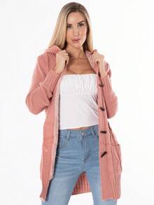 SUETER TEJIDO DE PUNTO LARGO CON PELUCHE - Rosa coral - Ver 2