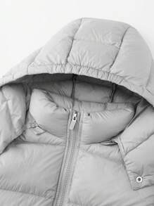 Annil 男童女童冬季保暖可脱帽长款羽绒服灰色 - 灰色 - 查看 4
