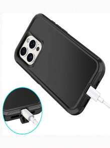 3 Layers Fully Body Heavy Duty Protective Cover Compatible With Apple Device, Made Of Tpu+Pc Material With Shockproof, Dustproof And Anti-Falling Functions Waterproof Scratch Resistant - Black - View 4