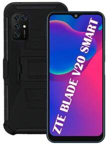 Funda Uso Rudo Con Clip Para Zte Blade V20 Smart - Negro - Ver 1
