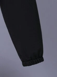 Kids' Letter Print Round Neck Sweatshirt And Sports Pants Set - Red - View 7