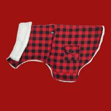 1入組超厚胸腰部分可調式魔術貼寵物服飾，紅綠相間方格紋，適合不同大小的寵物，適用於聖誕或冬季 - 紅色 - 查看 1