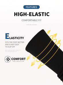 1雙男士專業長款足球襪,厚實防滑毛巾底部表現過膝運動襪 - 黑色 - 查看 3