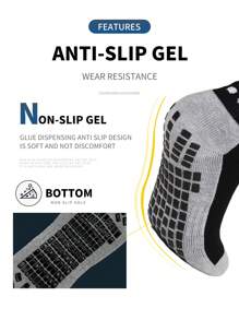 1雙男士專業長款足球襪,厚實防滑毛巾底部表現過膝運動襪 - 黑色 - 查看 4