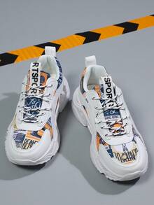 女士新款時尚增高防滑耐磨休閒鞋,帶鞋帶的戶外圓頭低幫運動鞋 - 彩色 - 查看 3