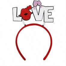 1個歐美風格單人派對裝飾發帶,情人節心形頭箍道具 - 紅色 - 查看 1