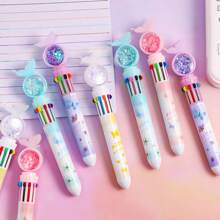 1pc Blue Color 10-color Butterfly Glitter Ballpoint Pen - Blue - View 6
