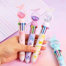 1pc Blue Color 10-color Butterfly Glitter Ballpoint Pen - Blue - View 7