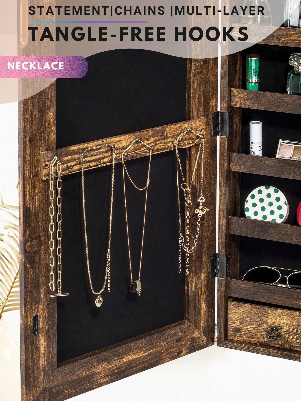 YOKUKINA Jewelry Mirror Armoire Large Storage Organizer LED