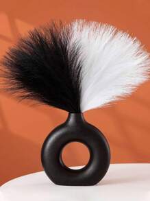 10 cái Cỏ Pampas nhân tạo , Đen & Trắng Màu sắc , Chiều dài 55cm/21.65in , lông tơ Hoa giả Đối với Boho Đồ trang trí , Halloween & Giáng sinh Đồ trang trí , Cái bình hoa Chất làm đầy Đối với Nhà nông Nhà  Trang trí đám cưới In Mùa thu - Nhiều màu - Xem 1