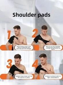1 件防护透气加压运动护肩可调节肩部防拉伤护具男女健身肩带 - 黑色 - 查看 3