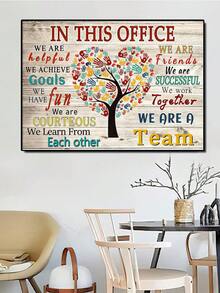 1入組木紋藝術手繪畫,樹形正面鼓勵文字,英文字母設計海報牆飾,適用於臥室、客廳、圖書館、走廊、書房,帶有帆布印刷 - 彩色 - 查看 4