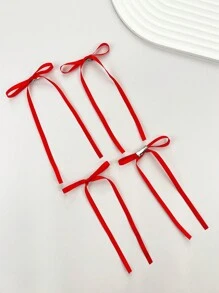 4pcs/Set Women's Red Cloth Fashionable Sweet & Cool Bow Hair Clips, Suitable For Daily Wear Cute Claw Clips Hair Claws Hair Barrettes, School Stuff, Elegant, College, Winter Outfit For Women, Bows, Christmas Outfit For Women