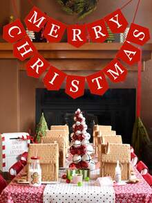 1入組聖誕節聖誕老人圖樣紙質旗幟掛飾,派對裝飾用品 - 彩色 - 查看 3