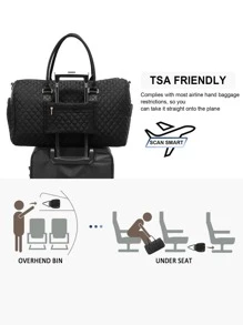 Women's Large Capacity Polyester Luggage Bag With Toiletry Bag And Shoe Compartment, Random Zipper Direction - Black - View 4