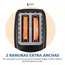 Tostadora de Pan Electrico de Pan de Molde 2 Rebanada - Blanco y Negro - Ver 8