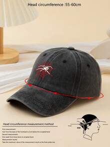 1頂男女通用蜘蛛紋印花戶外休閒時尚棒球帽,適合日常穿著 - 黑色 - 查看 4