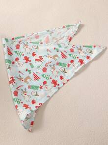 1pc Christmas Printed Pet Drool Bib, Light Blue - Baby Blue - View 3