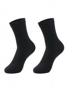 6 Pairs Set Large Size Socks, Autumn And Winter, Men's Plain Mixed Knit Casual Business Mid Tube Socks, Fit For Daily Wear, Formal Wear, Work, European And American Sizes, Comfortable And Breathable, Durable And Comfortable, Even If Standing For A Long Time - Black - View 9