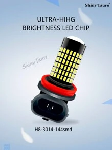 1pc Car Led Turn Signal Light, H11 3014 144smd Canbus Anti-flicker Decode Turn Signal & Reversing Lamp, 12v-24v - White - View 3