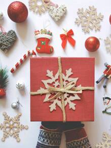 10pcs Unfinished Christmas Wooden Snowflake Ornament, Blank Hollow Hanging Decorations With Rope, Diy Craft, Xmas Tree Decoration,Christmas