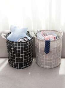 1只18英寸亞麻污衣籃,可折疊圓形防水組織桶,適用於裝衣物、兒童玩具等物品,具有大容量存儲功能,帶手柄 - Grey - 查看 10