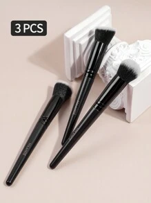 MAANGE 3pcs Professional Foundation Brush&Powder Brush Set,Flat Head&Oblique Head&Round Head Makeup Brush,Makeup Tools With Soft Fiber For Easy Carrying,Brush For Travel,Brush Set,Makeup Brush Kit,Make Up Brush Set,Make Up Set Complete,Makeup Brush Set,Complete Makeup Kit,Brush Kit,Brushes Makeup Set,Makeup Gift Set,Set - Black - View 2