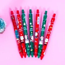5pcs Christmas Themed Needle-tip Water-based Neutral Pen For Students - Black - View 1